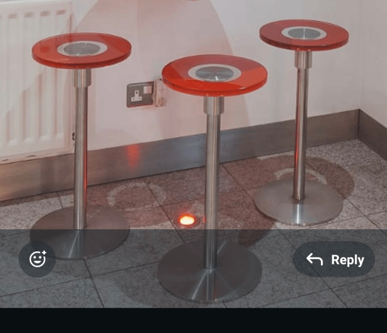 3 x Beautiful Glass and stainless steel designer bar stools 