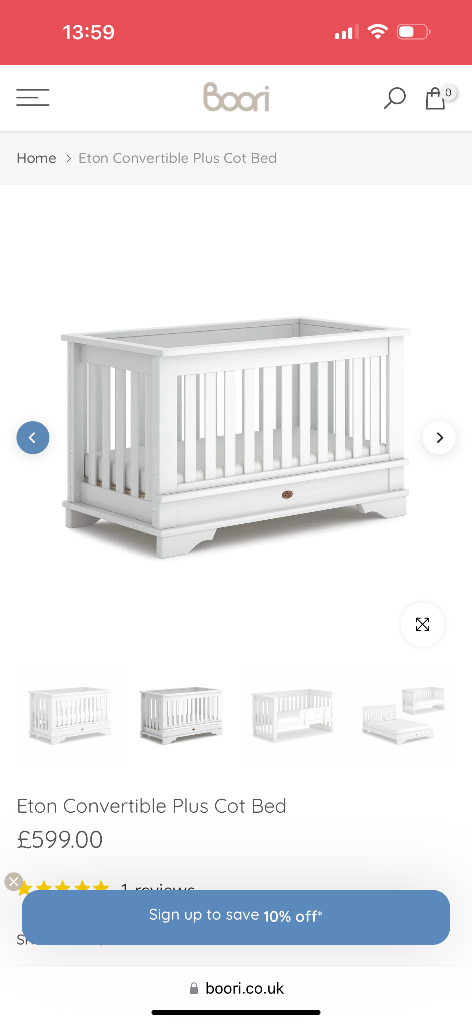 Boori Eton Convertible Plus Cot Bed (no mattress)