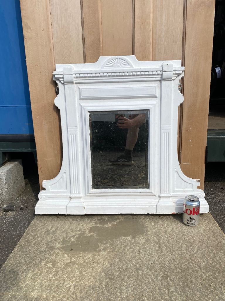 Antique Victorian cast iron overmantel mirror 