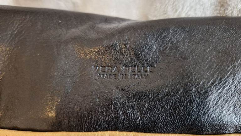 NEW Stylish Italian black zip and clip detail two side pockets leather backpack / laptop bag