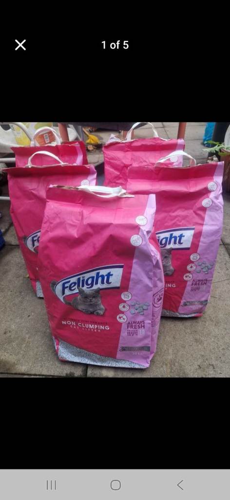 5x Felight Non Clumping Cat Litter 20L