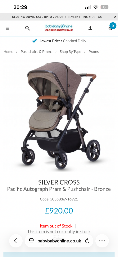 Silver Cross Pacific Autograph Pram & Pushchair - Bronze