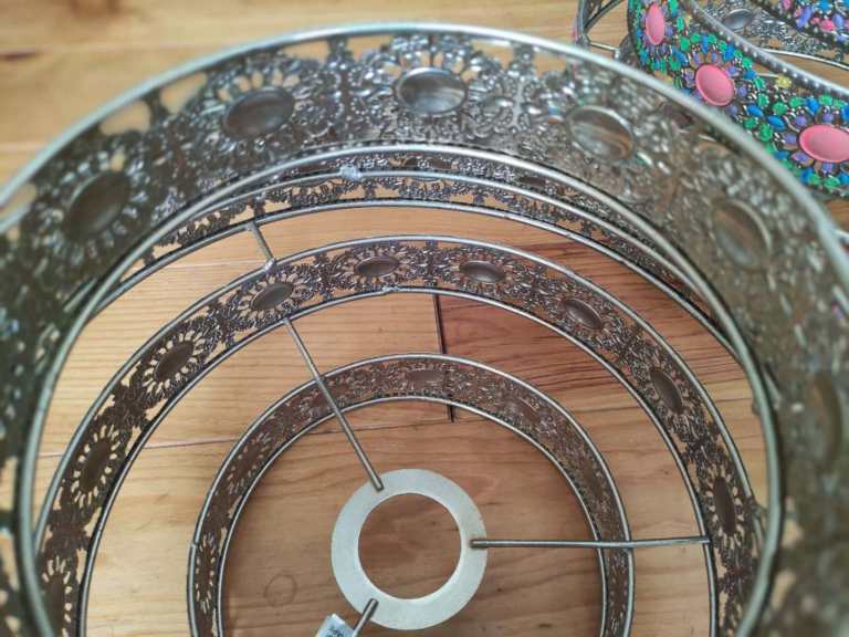 Luxury Vintage-Style Enamel Metal Lampshades - Brand New Pair for Sale! 