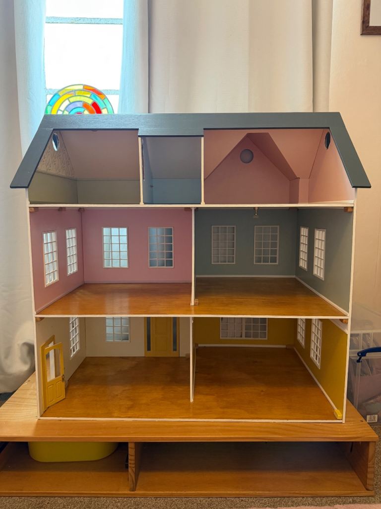 Good Condition Blue Wooden Dolls House – Large Size