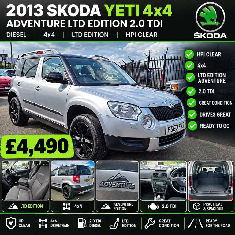 2013 Skoda Yeti 4x4 Adventure ltd edition 2.0 tdi Hpi clear