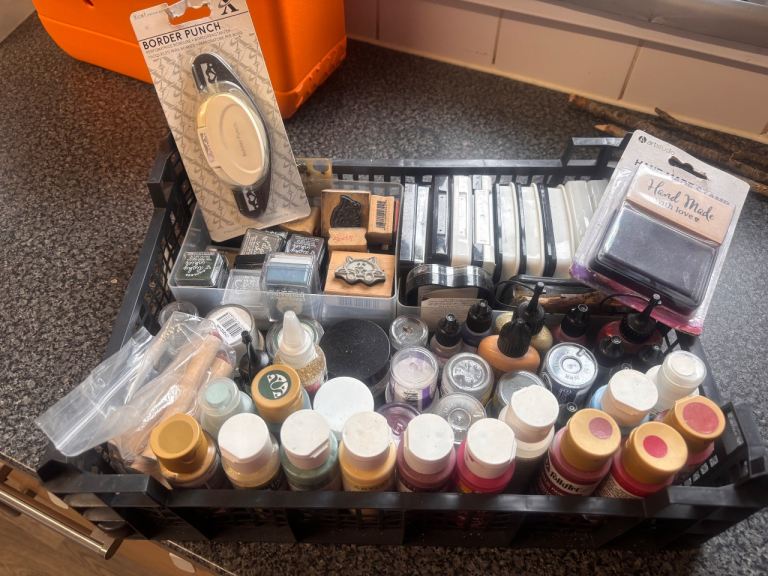 Large Craft Bundle: Stamps, Ink Pads, Punches & Glitter Glues