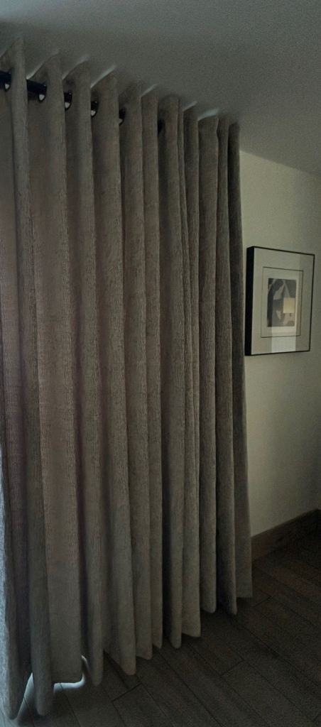 Next Grey Silver Heavyweight Chenille Lined Eyelet Curtains