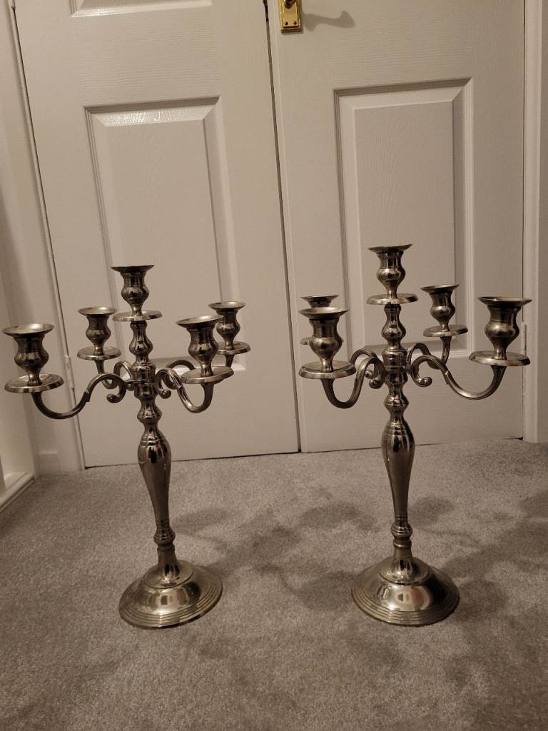 image for Pair of 5 Arm Silver Candelabra