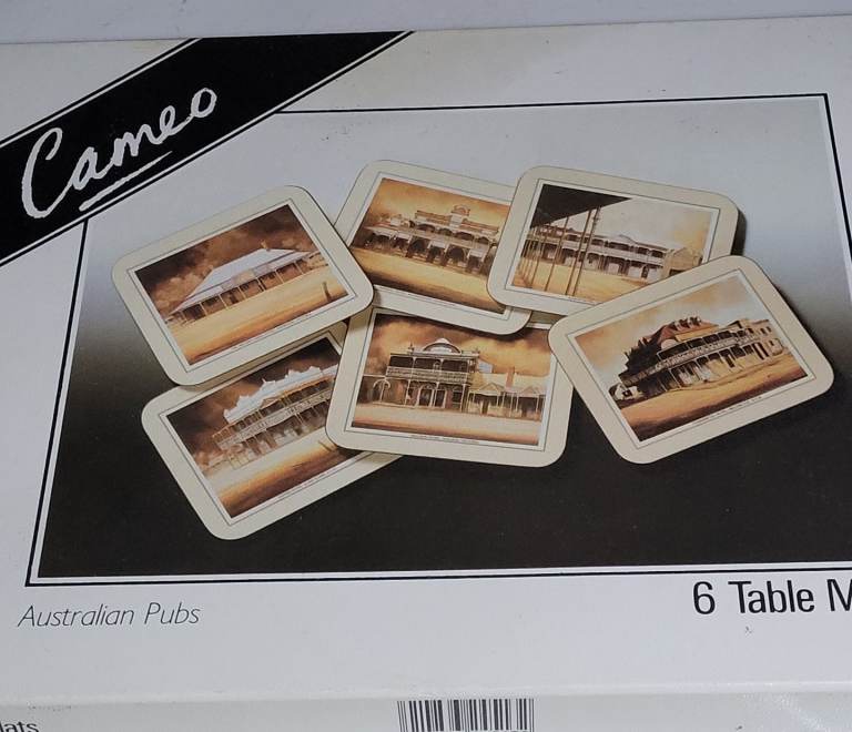 Cameo Table Mats Australian Pubs Cork Back New Condition 