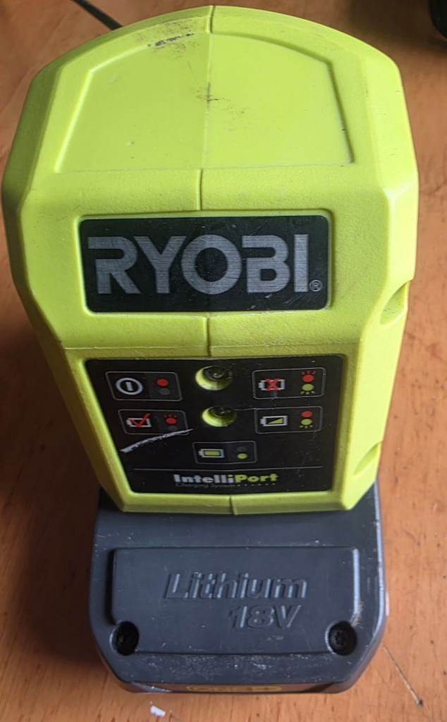 Ryobi IntelliPort charger with an 18V Lithium battery