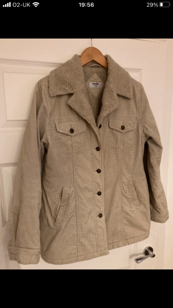 Topshop cord and sheepskin style jacket size 12