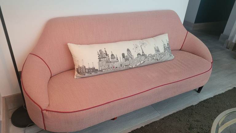 Pink fabric sofa