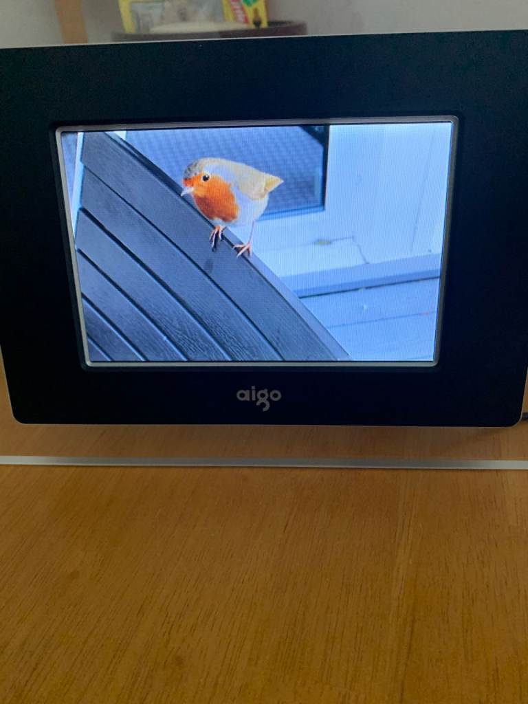 Aigo DA-A396 model 6.5" Digital photo frame shows photos and plays music.