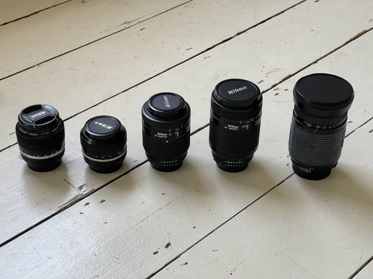 5 Nikon F mount, primes and zooms. Cheep for quick sale