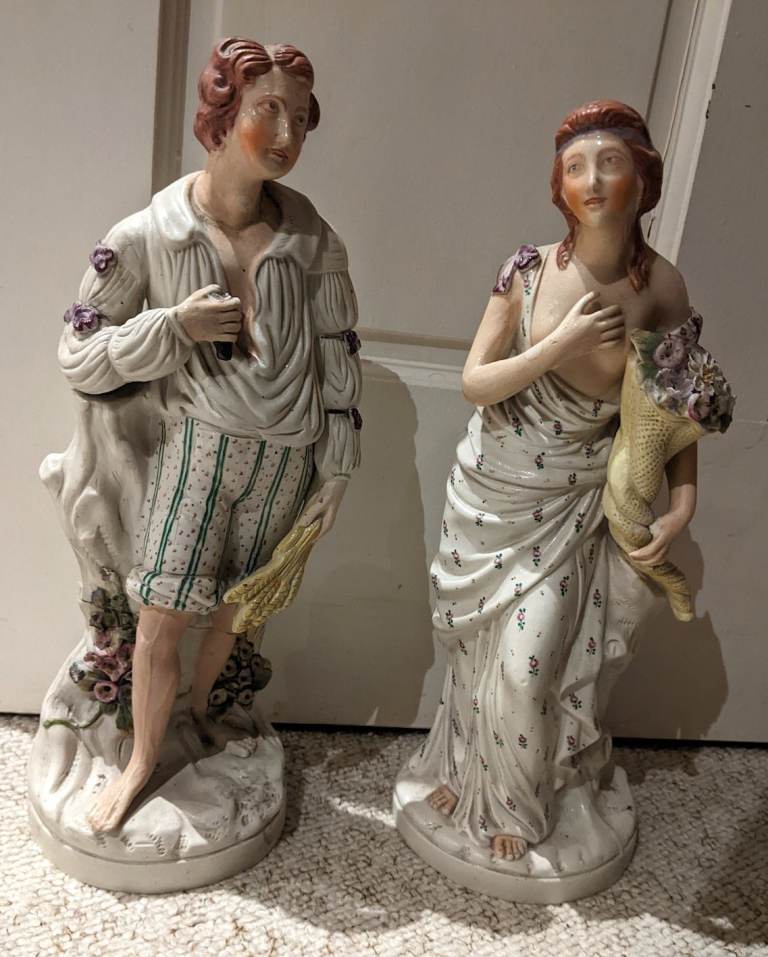 Pair Large Late C19th Figures - possibly German