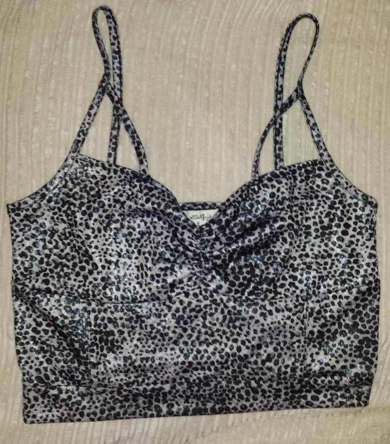 MISS SELFRIDGE Womens Animal Print Crop Cropped Top Bralette Polyester Size 8