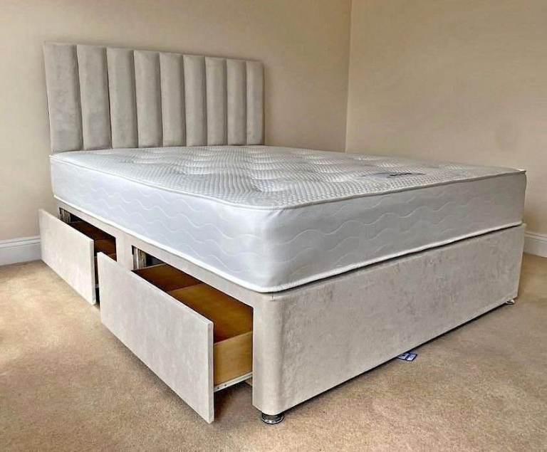 >>>>🚛Order Now 😘DIVAN 4FT6 Double Bed Base with Mattress & Storage Drawers 💥15% OFF❤️COD🚚