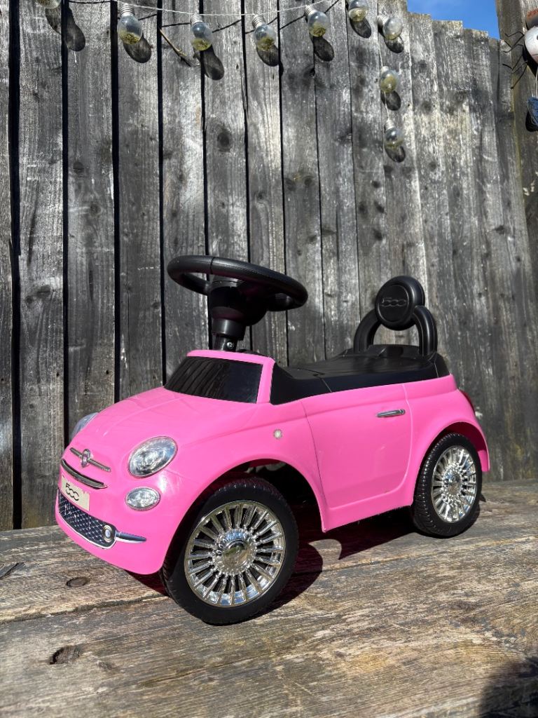 Kids Toddlers Ride On Car Fiat 500 Pink Girls Baby My First Push Along Toy