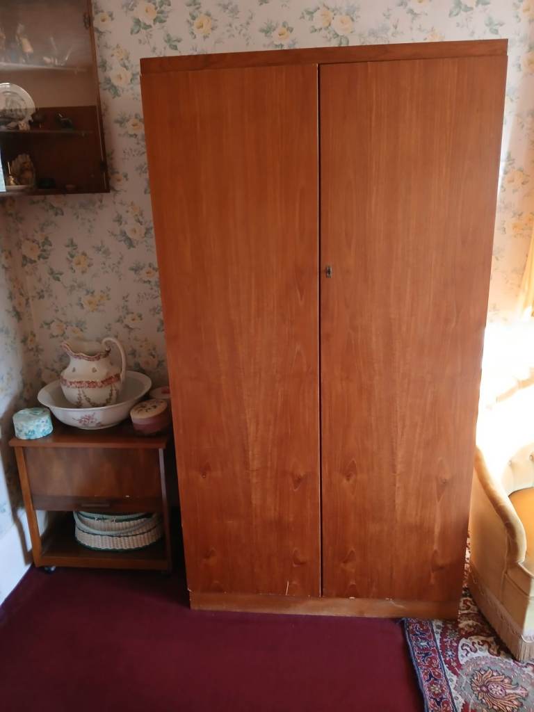 Teak wardrobe. Retro good quality with hanging and shelving