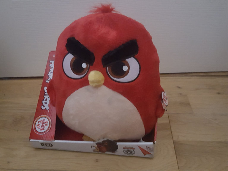 russ angry birds red soft toy talking press wing for sounds unused 