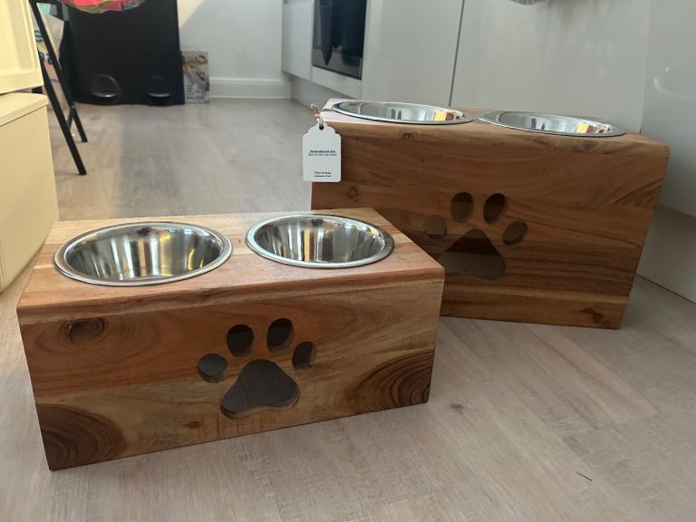 Wooden Large and Medium Dog Bowl Stands