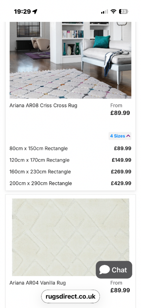 160 x 230 x 160 Ariana deep pile hard wearing stain