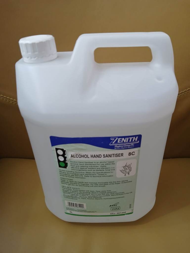 Zenith Alcohol Hand Sanitiser disinfectant formulated for use in the food and catering industries.