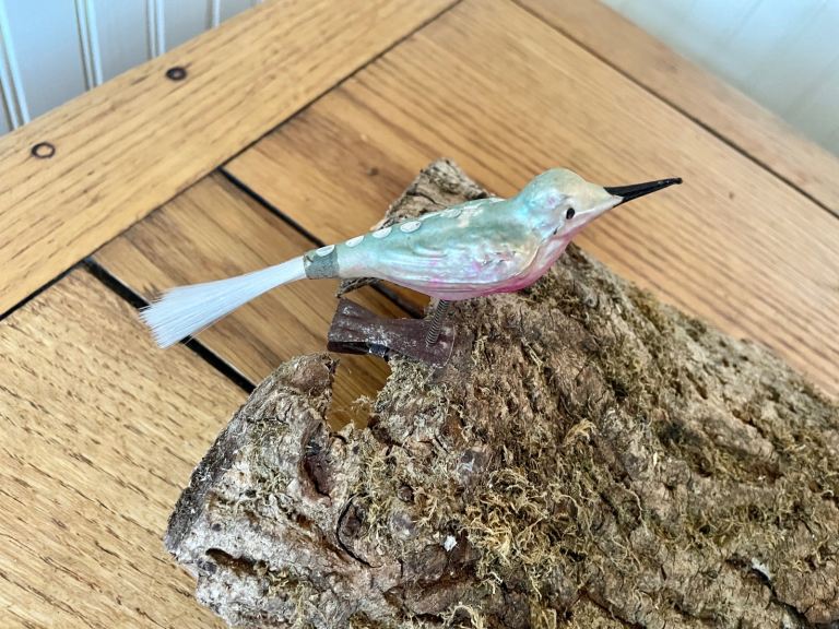 Vintage Clip on Bird Glass Figural Christmas Tree Decoration Rare Red Breast