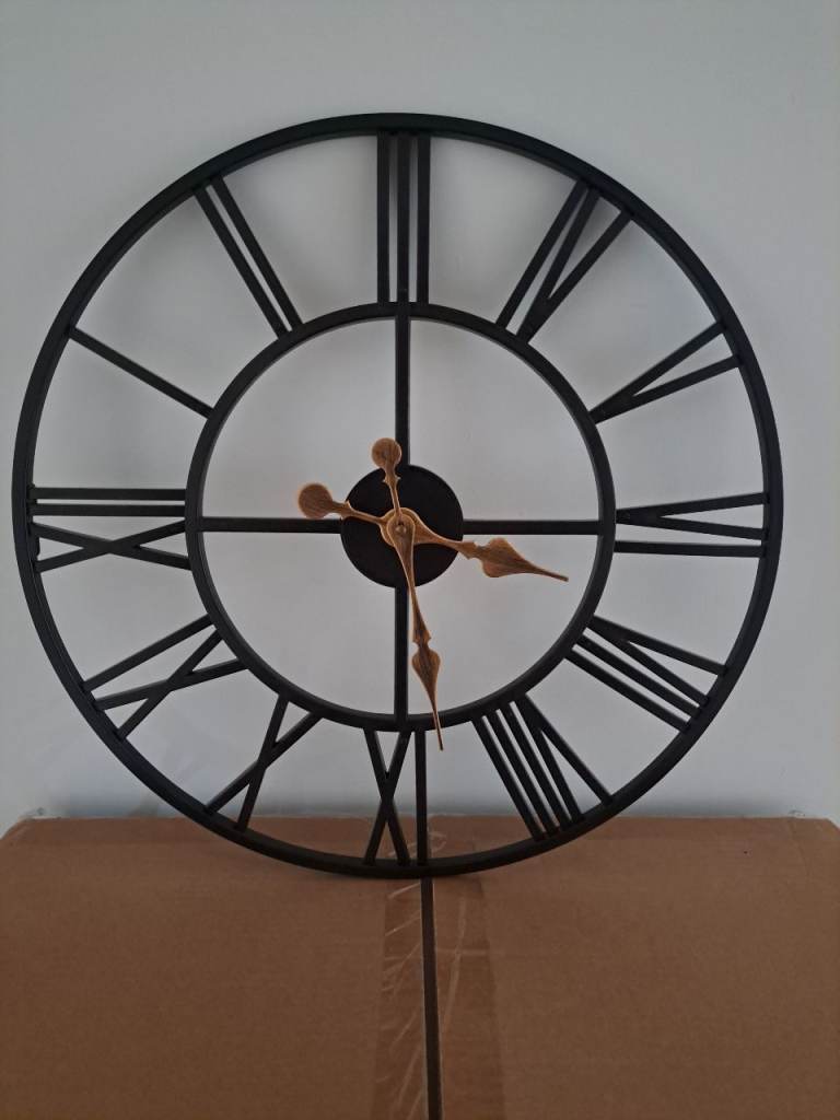 Black skeleton wall clock , 50cm diameter