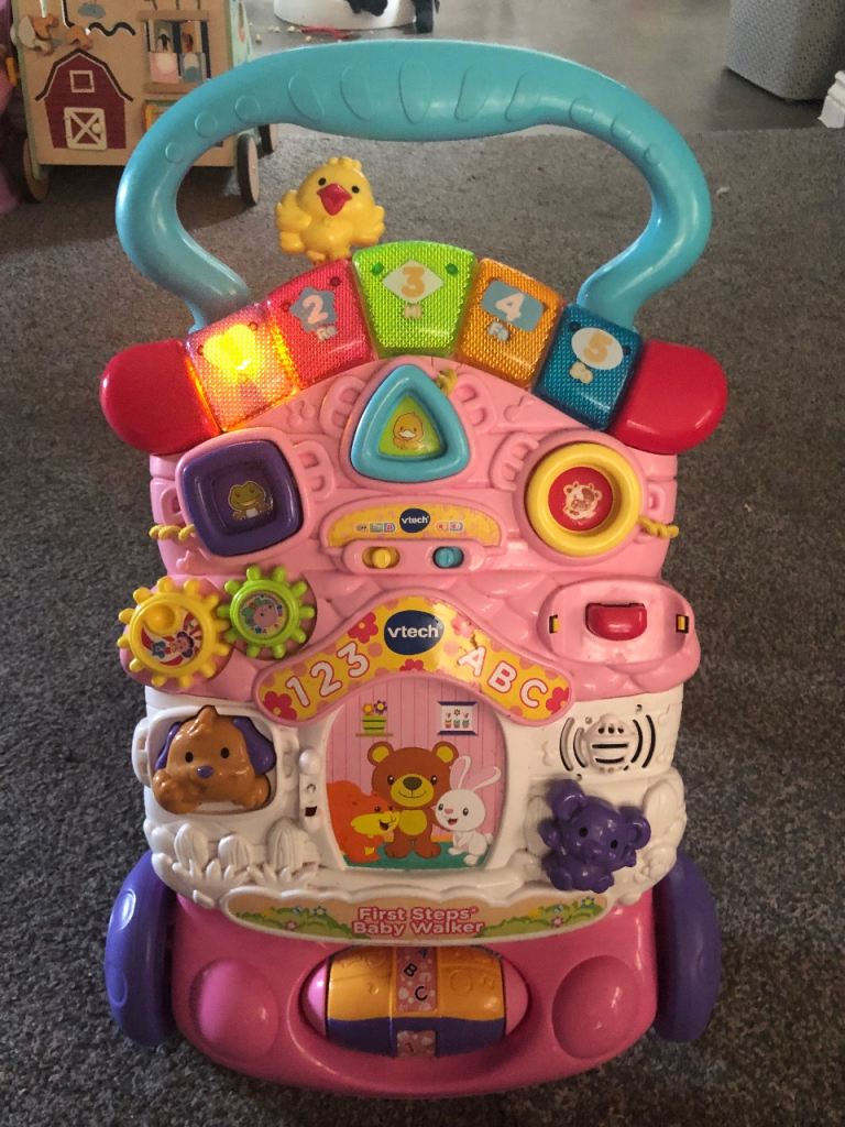 VTech First Steps Baby Walker - Pink, Good Condition