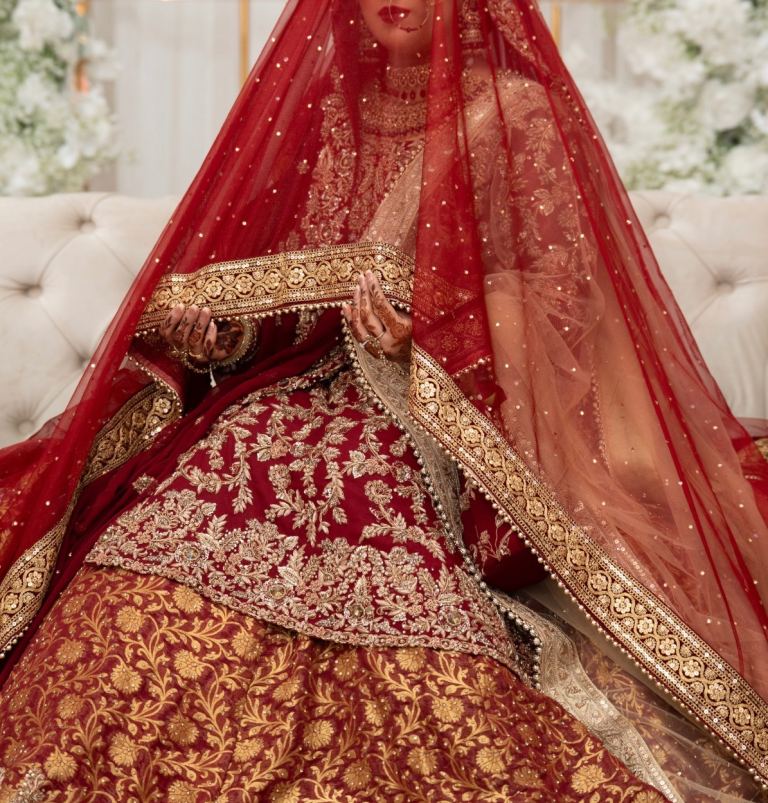 Red bridal wedding lengha