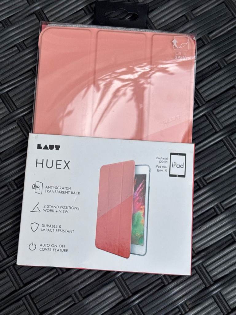 NEW LAUT HUEX APPLE IPAD MINI COVER (2019/GEN.4) CORAL - FAUX LEATHER - SNAP ON