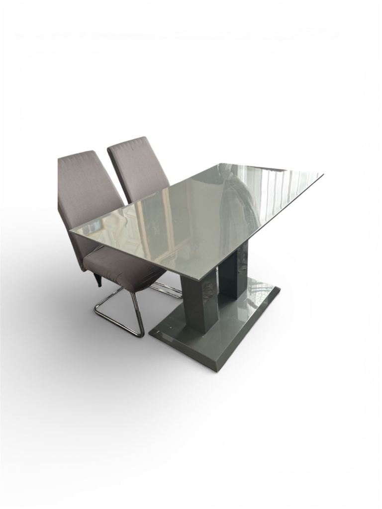 Grey High gloss dining table & 4 chairs