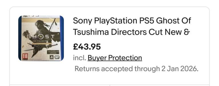Sony play station 5 GHOST of Tsushima..