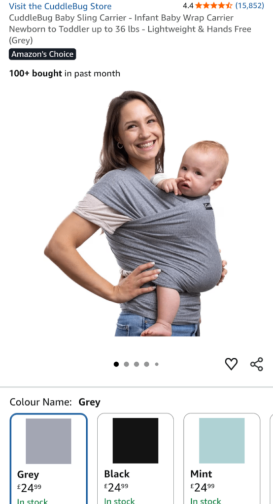 image for Cuddlebug Baby Wrap sling grey 