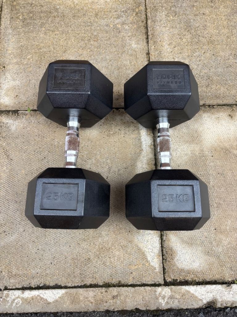 TORX Fitness 25KG Hex Dumbbells Pair – Good Condition