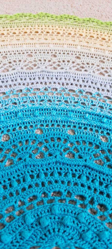 Stunning Half Circle Knitted  Shawl. Gradient Colour Change. Crochet Wrap, Boho Scarf Alternative