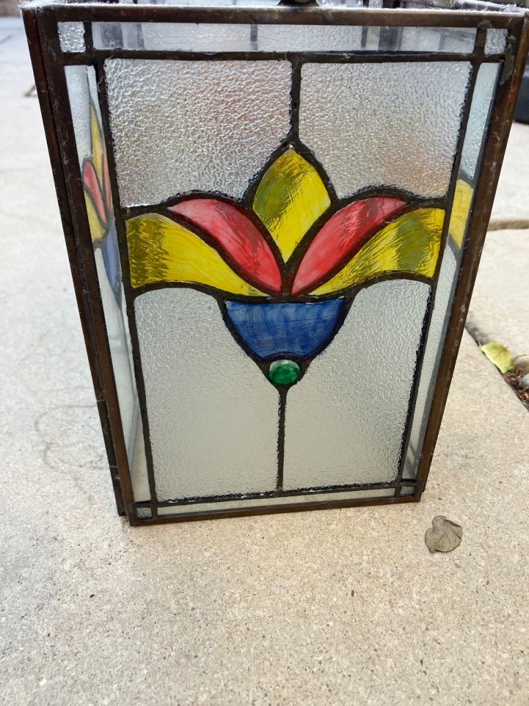 Antique stained glass hall lantern