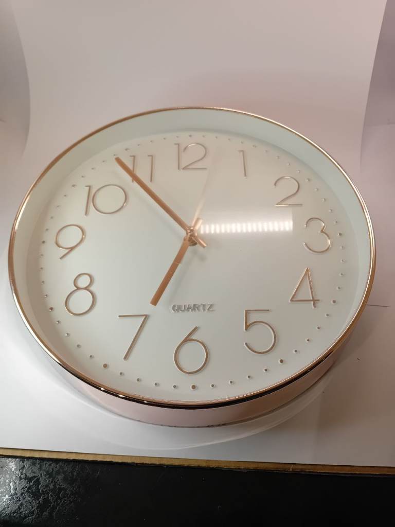 Rose Gold  And White  Wall Clock Battery