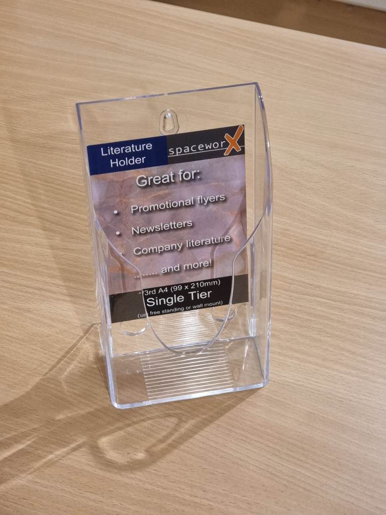 Box of 12 Menu / Leaflet / Flyer Dispensers - 1/3rd A4 size (DL) - Wall Mount Or Freestanding