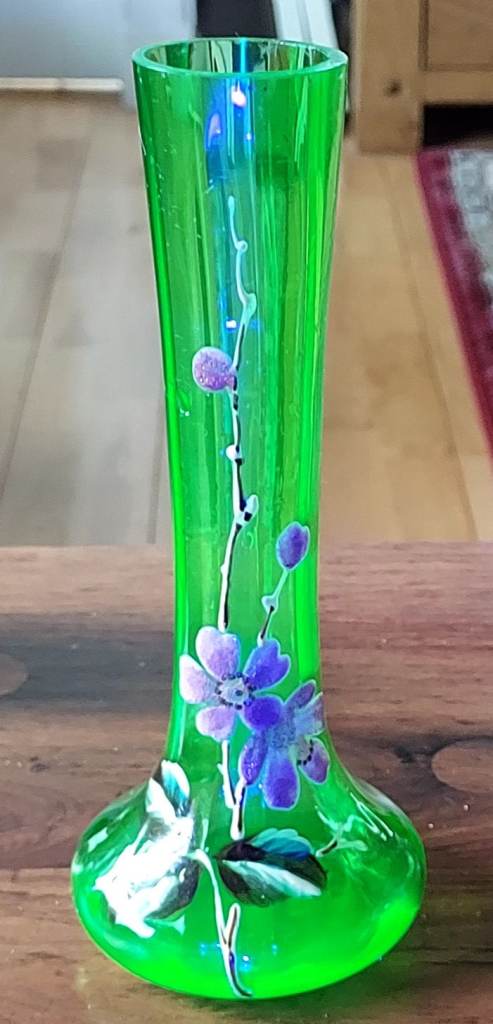 Art Nouveau  Uranium Glass  Bud Vase