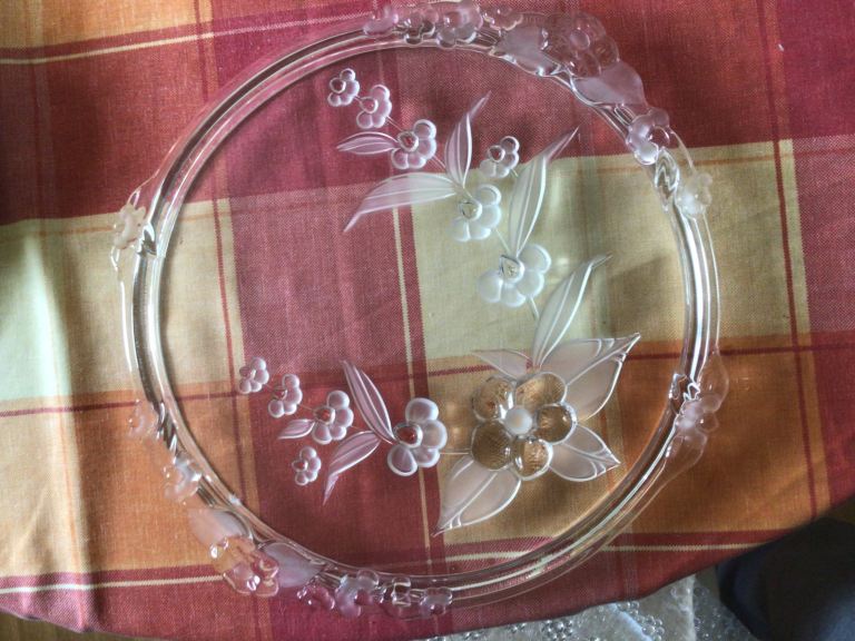 Two glass cake stands 