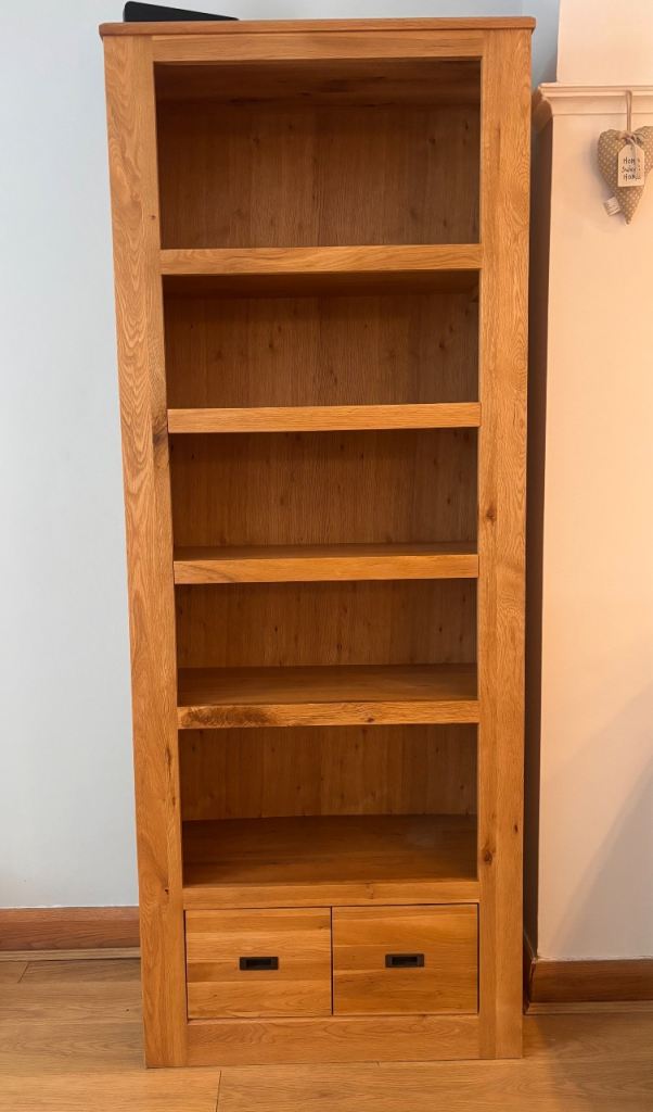 Original Rustic Tall Oak Bookcase - solid oak