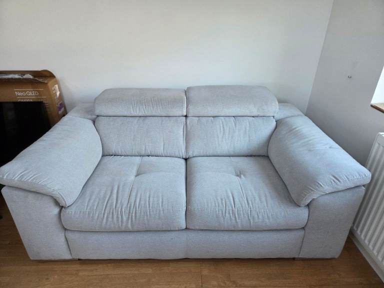 Grey Fabric Two-Seater Sofa – Good Condition
