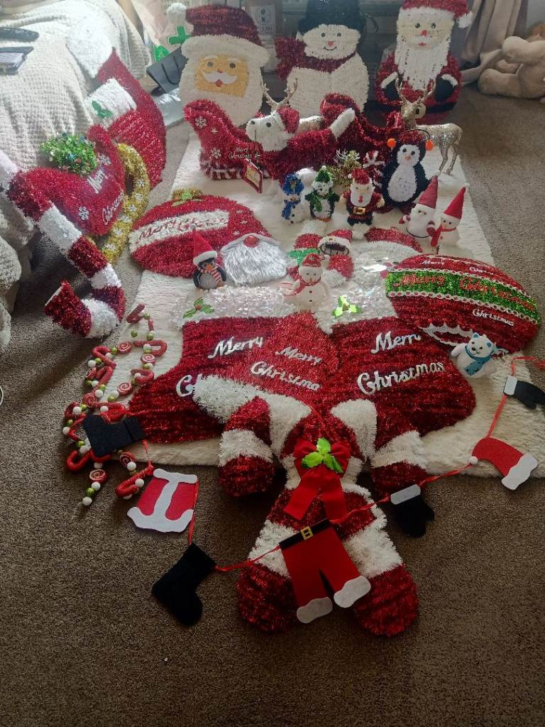 Large Christmas Decoration Bundle - Santa, Snowmen, Stockings & More