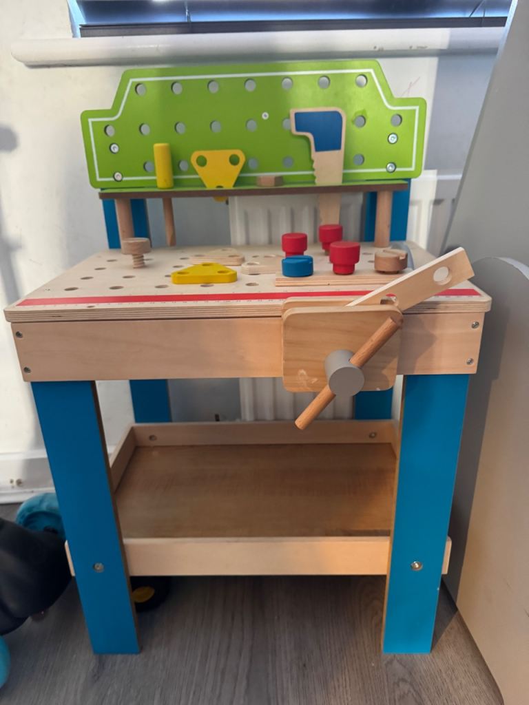 Kids wooden tool bench