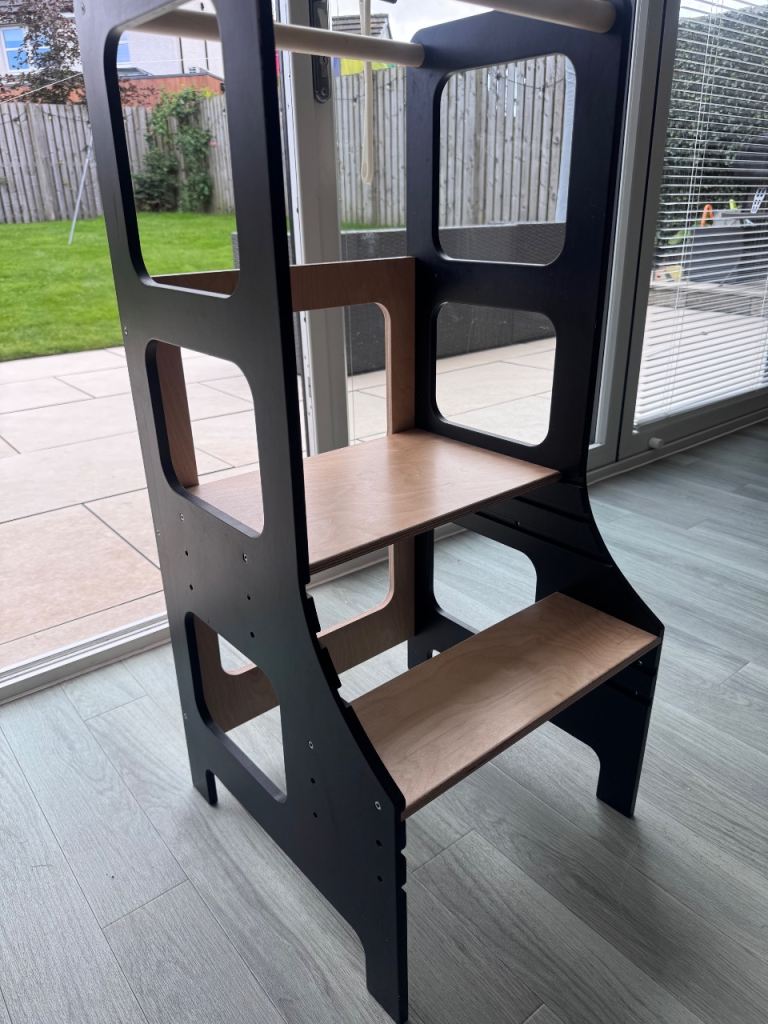 Learning Tower / Kitchen Helper Stool – Black Wood, As Good As New