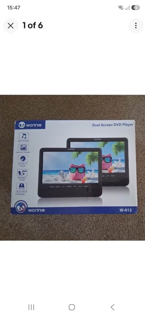 Wonnie Portable DVD Player, W-612, Dual Screen (see description)