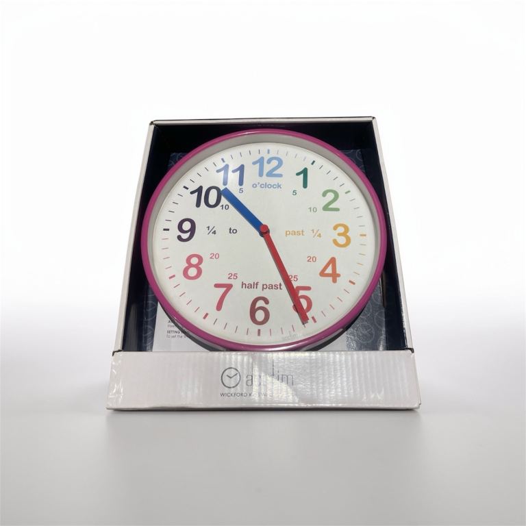 Acctim Wickford Kids Children Time Teaching Wall Clock - 20cm - Pink