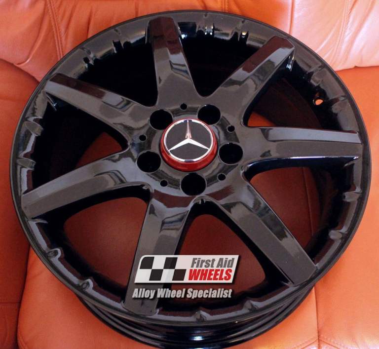 R218BG Swap MERCEDES C CLASS 4X 17'' GENUINE ALSHAIN GLOSS BLACK ALLOY WHEELS